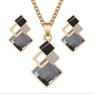 Grey And Gold Luxury Bridal Jewelry Set New in Packaging